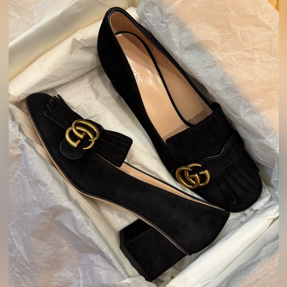 NEW IN BOX Gucci Suede Heeled Loafer Size 39.5